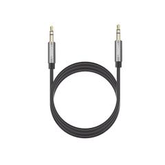 Cable Auxiliar 2 Metros / Conector 3.5mm a 3.5mm / Macho a Macho / Cubierta de TPE / Carcasa de Aluminio / Color Negro