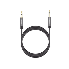 Cable Auxiliar 2 Metros / Conector 3.5mm a 3.5mm / Macho a Macho / Cubierta de TPE / Carcasa de Aluminio / Color Negro