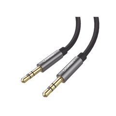 Cable Auxiliar 2 Metros / Conector 3.5mm a 3.5mm / Macho a Macho / Cubierta de TPE / Carcasa de Aluminio / Color Negro