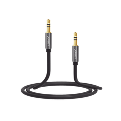 Cable Auxiliar 5 Metros / Conector 3.5mm a 3.5mm / Macho a Macho / Cubierta de TPE / Carcasa de Aluminio / Color Negro