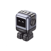 Cargador RobotGaN de 65W Serie UNO | 3 Puertos de Carga Rápida | 2 USB-C | 1 USB-A | PD 3.0 | QC 4.0 | Carga Inteligente | Tecnología GaN II | Zapato Magnético Extraíble | Carcasa Ignifuga | Pantalla LED