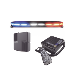 Kit de Sirena, Bocina y Torreta de 47", Serie 16 con 300 LEDs, Dual Color, Frente: Rojo/Blanco, Azul/Blanco, Trasero: Rojo/Ámbar, Azul/Ámbar
