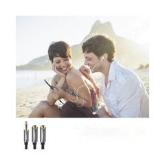Cable Adaptador/Divisor de Audio de 3.5mm Macho a 2 Terminales de 3.5mm Hembra / 25 cm de Longitud / Cable TPE / Color Negro