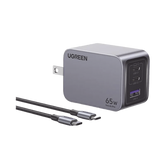 Cargador de 65W serie Nexode Pro | 3 Puertos de Carga Rápida | 2 USB-C | 1 USB-A | Tecnología GaNInfinity | PD3.1 de 65W / QC4.0 | Tecnología de Protección Térmica | Optimiza la Carga | Caja de Aluminio | Incluye Cable U