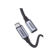 Cable USB-C Macho a USB-C Hembra | 1metro | USB-C 3.1 Gen 2 | Compatible con Thunderbolt 3 | Carcasa de Aluminio | Nylon Trenzado | Transferencia de Datos 10 Gbps | Soporta hasta 100W para Carga Rápida.