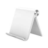 Soporte de Escritorio para Tablet / Ajustable de 0° a 100° / Goma Antiarañazos / Antideslizante / Amplia Compatibilidad con dispositivos de 4'' a 13'' / Plegable / ABS / Color Blanco