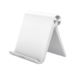 Soporte de Escritorio para Tablet / Ajustable de 0° a 100° / Goma Antiarañazos / Antideslizante / Amplia Compatibilidad con dispositivos de 4'' a 13'' / Plegable / ABS / Color Blanco