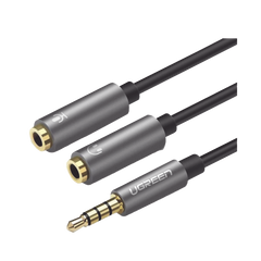 Cable Divisor en Y / De 3.5 mm Macho a Dos Salidas de 3.5 mm Hembra / CTIA, TRS / Núcleo de Cobre / TPE / Longitud 20 cm / Ideal para Separar el Micrófono de los Auriculares