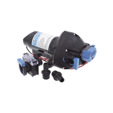 Bomba controlada por presión Par Max a 12 Vcd, caudal de 2 GPM, presión máxima 35 psi, para manguera de entrada con orificio de 38 mm (1½”), manguera de descarga con orificio de 25 mm (1”)