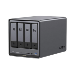 NAS UGREEN NASync DXP4800 Plus / Procesador Intel Pentium Gold 8505 5 Núcleos / 4 Bahías SATA + 2 M.2 NVMe PCIe 4.0 / 8GB DDR5 Expandible a 64GB / 10GbE + 2.5GbE / USB 3.2 Gen 2 Tipo C / HDMI 4K / Sistema Almacenamiento Conectado Red