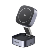 Cargador Inalámbrico 2 en 1 25W / Tecnología Magnética Qi 2 / 15W para Teléfono + 5W para Auriculares / Puerto USB-C 5W / Protecciones Múltiples / Cable USB-C Incluido