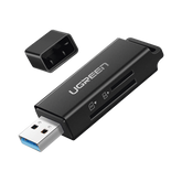 Lector de tarjetas SD portátil USB 3.0 de doble ranura / adaptador de tarjeta de memoria flash concentrador para TF SD Micro SD SDXC SDHC MMC RS-MMC Micro SDXC Micro SDHC UHS-I