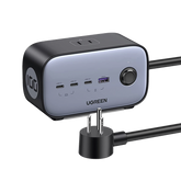 Cargador de Escritorio y Tomacorriente Múltiple | 3 Puertos USB-C | 1 Puertos USB-A | 3 Tomacorriente de CA | Tecnología GaN II | 1 USB 100W PD | Carga Rápida | Diseño Innovador en Forma de Cubo | Interruptor de Apagado.