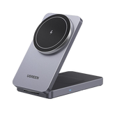 Cargador Inalámbrico 2 en 1 20W / Tecnología Qi2 15W Certificada / Carga Simultánea iPhone y AirPods / Ángulo Ajustable 70° / Diseño Plegable y Portátil / Compatibilidad Universal