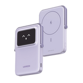 Power Bank Serie UNO Inalambrico | 10000mAh | 7.5W/20W | Con Emojis de Estado | Carga Rápida USB-C Bidireccional | Pantalla TFT Inteligente | Con Holder | Color Purple.