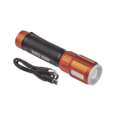 Linterna LED Portátil Recargable 500 Lúmenes con Luz Frontal y Lateral de Trabajo. Lámpara con tapa de Extremo con Imán, USB-C