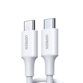 Cable USB-C a USB-C | 1 Metro | Carga Rápida de hasta 60W | Transferencia de datos de 480 Mbps | PD3.0 | QC 4.0/3.0/2.0 | FPC | AFC | Duradero y Flexible| Caja ABS | Cubierta de TPE | Color Blanco.