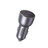 Cargador de Auto 52.5W | Puerto USB-A y USB-C | Carga Rápida | Compatible con Vehículos de 12 y 24 VCD | PD3.0 + QC3.0 | Chip Inteligente | Diseño Compacto Mayor Eficiencia Energética | Caja de Aluminio.