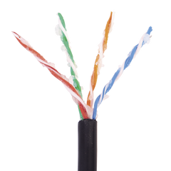 Bobina de 305 Metros (1000 Pies) Cat5e con Gel para Exterior, Color Negro, para Aplicaciones en Sistemas de Redes de Datos y Cableado Estructurado. Uso Intemperie.