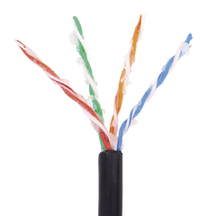 Bobina de 1000 ft ( 305 m ) Cat5e con gel para exterior, color Negro, para aplicaciones en sistemas de redes de datos y cableado estructurado.Uso intemperie.
