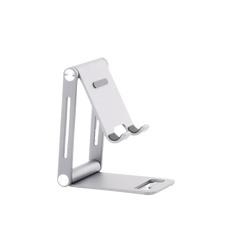 Soporte para Teléfono Celular de Aluminio | Angulo Ajustable | Amplia Compatibilidad con dispositivos de 4.7'' a 7.9'' | Antideslizante | Antiarañazos | Plegable | Color Gris.