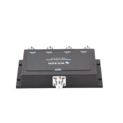 Divisor de potencia de 4 vías para la distribución de señal a dos antenas de servicio | 6 dB de pérdida por puerto | Conectores F hembra