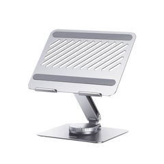 Soporte Giratorio de Aluminio para Laptop | Giratorio 360° | Función de Bloqueo | Soporta Laptops de 10 a 17.3''| Capacidad de Carga 5Kg | Excelente Estabilidad | Diseño Ergonómico | Altura y Angulo Ajustable | Plegable y Port&