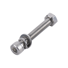 1 Tornillo Allen Milimétrico de Acero Inoxidable M8-1.25 x 30/ Con 1 Tuerca, 1 Arandela de Presión y 1 Plana / Para Montajes de Módulos Foto Voltaicos .