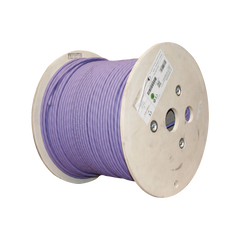 Bobina de Cable Blindado S/FTP de 4 Pares, Cat7A, Inmune a Ruido e Interferencias, LS0H (Bajo Humo, Cero Halógenos), Color Violeta, 305 Metros (1000 Pies)