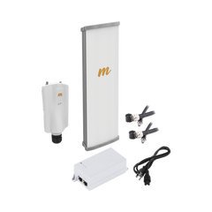 Kit de radio A5x con antena N545X4, 4.9 a 6.4 GHz, 700 Mbps, hasta 64 usuarios concurrentes, Monitoreo a travez de la nube, incluye jumper, PoE24V, cable de alimentación y montaje