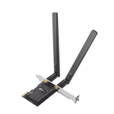 Adaptador PCIe inalámbrico doble banda AX1800 Mbps / Seguridad Inalámbrica WPA3 /Antena de alta ganancia / Tecnología MU-MUMO 2X2 / Soporte de perfil bajo y Altura completa / Bluetooth 5.2
