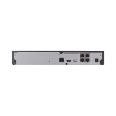 NVR 4 canales grabacion hasta 8MP / H.265, H.264 / P2P Wisenet / 4 puertos PoE Plug and play / soporta 1 disco duro (no incluido).