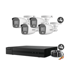 Kit TurboHD 1080p / DVR 4 Canales / 4 Cámaras Bala ColorVu con Microfono Integrado / Fuente de Poder / Accesorios de Instalación