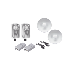 Kit de 2 radios C6X con 2 antenas de (25 dBi), rango de frecuencia extendida (5.1 a 6.4 GHz), incluye inyector POE, cable de alimentación y 2 FLEXIMOUNT-XL para alineación, distancia de hasta 3 km