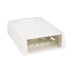 Caja de Montaje en Superficie, con Accesorio para Resguardo de Fibra Óptica, para 12 Módulos Mini-Com, Color Blanco Mate