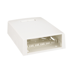 Caja de Montaje en Superficie, Con Accesorio para Resguardo de Fibra Óptica, Para 12 Módulos Mini-Com, Color Blanco Mate