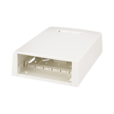 Caja de Montaje en Superficie, con Accesorio para Resguardo de Fibra Óptica, para 12 Módulos Mini-Com, Color Blanco Mate