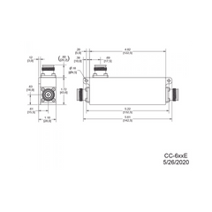 Acoplador direccional 6dB 617-5925MHz 300W-161dBc 4.3-10 IP67