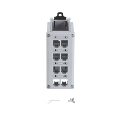 Panel de Parcheo Modular para Cobre, de Instalación en Riel DIN Estándar de 35mm, 8 Puertos Mini-Com, Color Gris