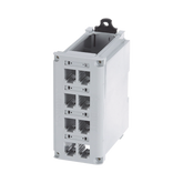 Panel de Parcheo Modular para Cobre, de Instalación en Riel DIN Estándar de 35mm, 8 Puertos Mini-Com, Color Gris