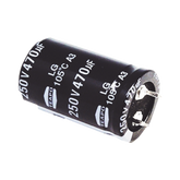 Capacitor Electrolítico de Aluminio, Radial de 470 µFd, 250 Vcc, 105 °C, 25 x 40 mm.