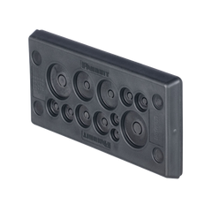 Pasacables Rectangular de Membrana, IP66, 3.39" x 1.42", 12 orificios, para Cables no Terminados. Color Negro
