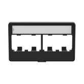 Placa de Mobiliario Modular Estándar, Salidas Para 4 Puertos Mini-Com, Con Espacio Para Etiquetas, Color Negro