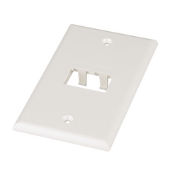 Placa de Pared Vertical Clásica, Salida Para 2 Puertos Mini-Com, Color Blanco Mate