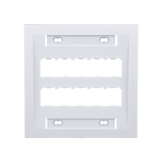 Placa de Pared Vertical Ejecutiva, Salida Para 10 Puertos Mini-Com, Con Espacios Para Etiquetas, Color Blanco