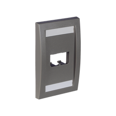 Placa de Pared Vertical Ejecutiva, Salida Para 2 Puertos Mini-Com, Con Espacios Para Etiquetas, Color Gris