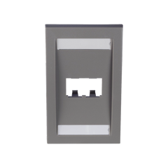 Placa de Pared Vertical Ejecutiva, Salida Para 2 Puertos Mini-Com, Con Espacios Para Etiquetas, Color Gris