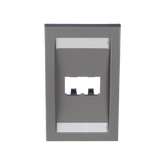 Placa de Pared Vertical Ejecutiva, Salida Para 2 Puertos Mini-Com, Con Espacios Para Etiquetas, Color Gris