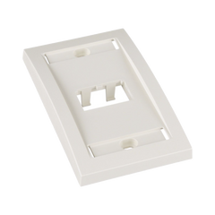 Placa de Pared Vertical Ejecutiva, Salida Para 2 Puertos Mini-Com, Con Espacios Para Etiquetas, Color Blanco Mate