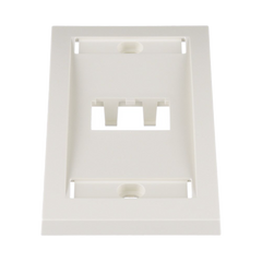 Placa de Pared Vertical Ejecutiva, Salida Para 2 Puertos Mini-Com, Con Espacios Para Etiquetas, Color Blanco Mate